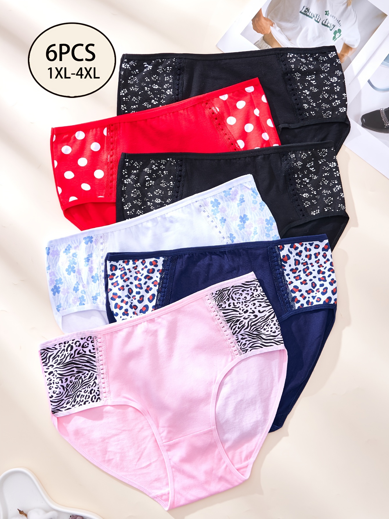 6pièces plus size sous vêtements femmes respirant Temu Switzerland