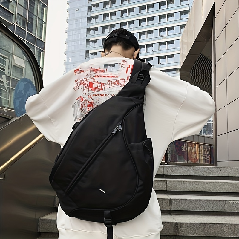 

Women's Nylon Chest Bag Large Capacity Casual Sports Crossbody Sling With Multi-functional Pockets, Solid Color Polyester Lined Zipper Shoulder Bag With Straps For - Utilitarian One-shoulder Pack