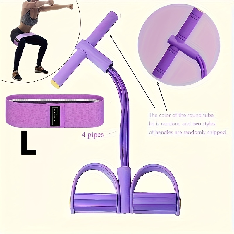Image of 2pcs Multifunctional Tension Rope, Leg And Hip Lift Resistance Band, 4-tube Elastic Yoga Pedal Puller Resistance Band, Tpe Tension Rope Fitness Equipment