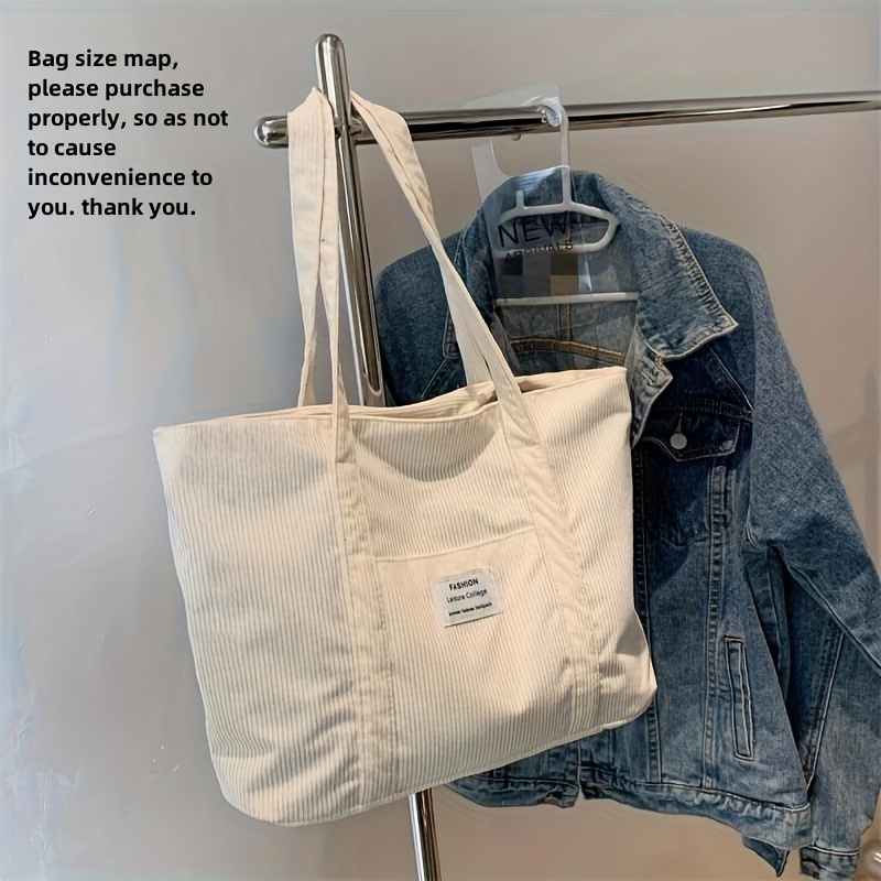 Large Capacity Corduroy Tote Bag Durable Lightweight - Temu Canada