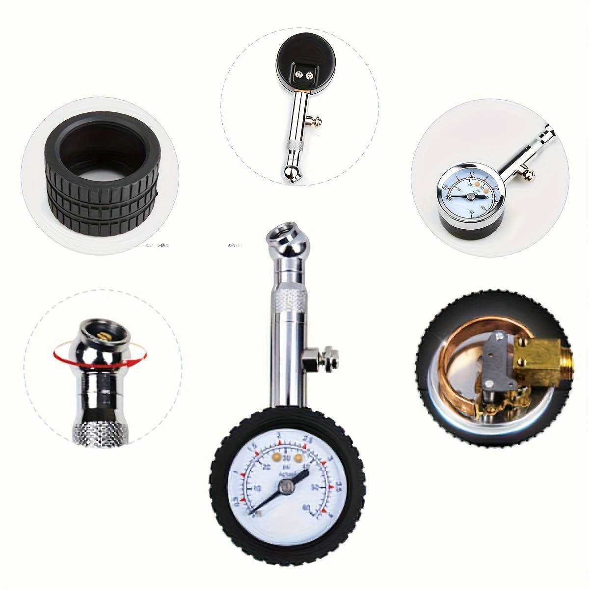 Heavy-Duty Analog Tire Pressure Gauge with Deflator for tire pressure service detail image 2