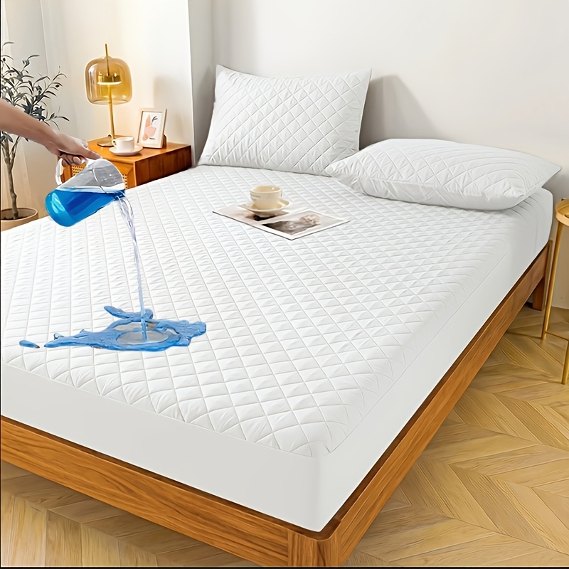 TEMU Waterproof Mattress Cover - Machine Washable Solid Color Quilted Mattress Protector With Deep Pockets (soft And Comfortable). Used As A Separate