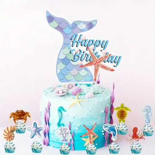 Summer Mermaid Ocean Series Birthday Party Cake Insert - Temu Canada
