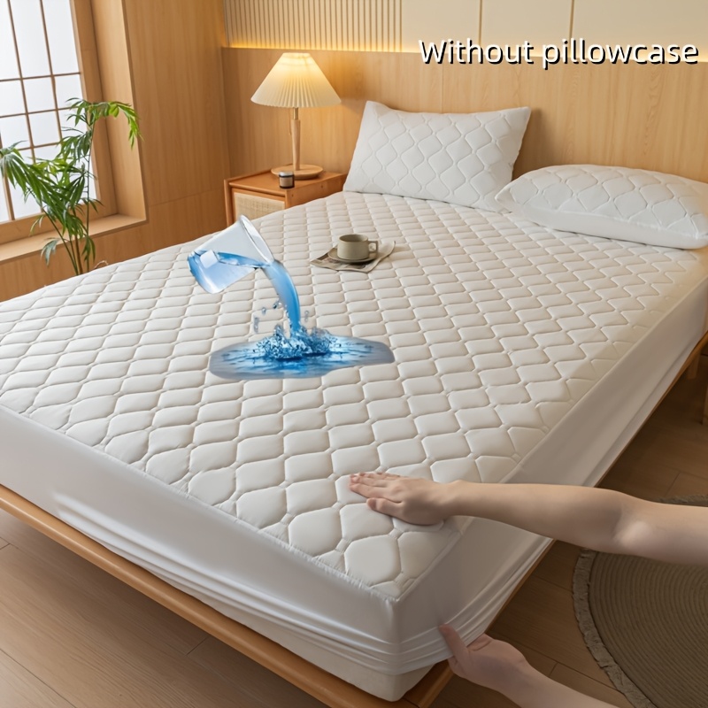 TEMU 1pc Multicolor Waterproof Mattress Protector (no Pillowcase And Pillow Core) Soft And Comfortable Solid Color Bedding Mattress Cover For Bedroom