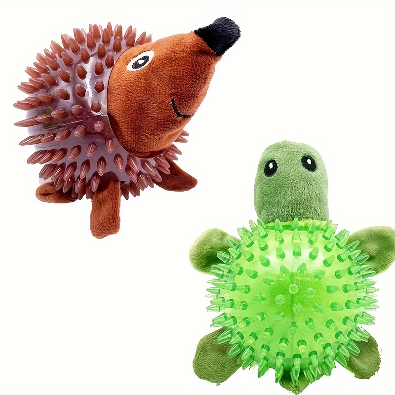 

Qzee Durable Squeak Toys For Dogs - Turtle & Hedgehog Shapes, Thermoplastic Rubber, Medium Breed Interactive Play, No Batteries Required