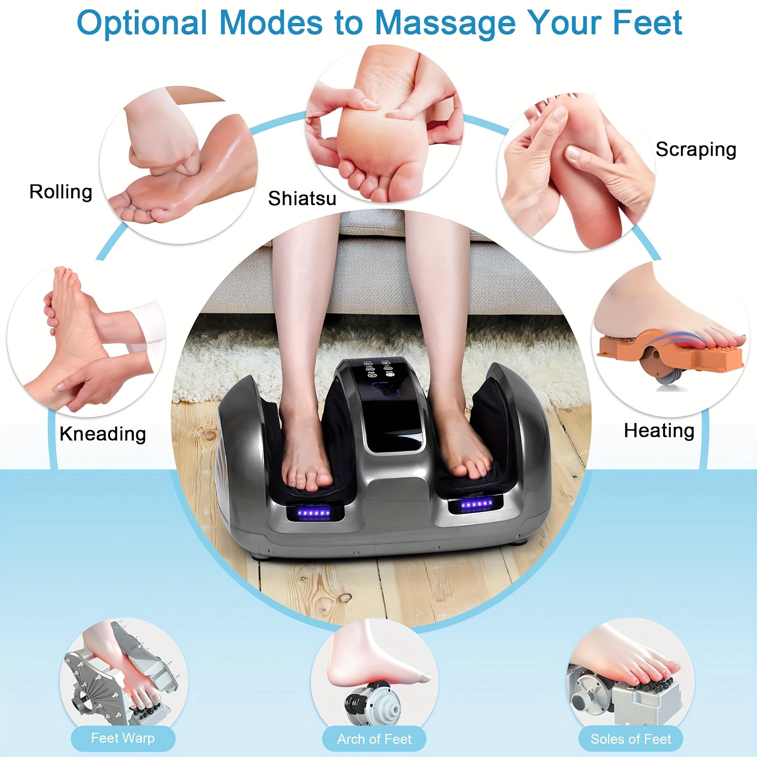 This 3D Acupressure Massage Device Features Heating, Kneading, And Compression Functions, Along with an Electric Massager. It Makes a Great Gift for at Home Or in The Office, And Is Suitable for Everyone, Regardless of Gender (IP20 for The Adapter).