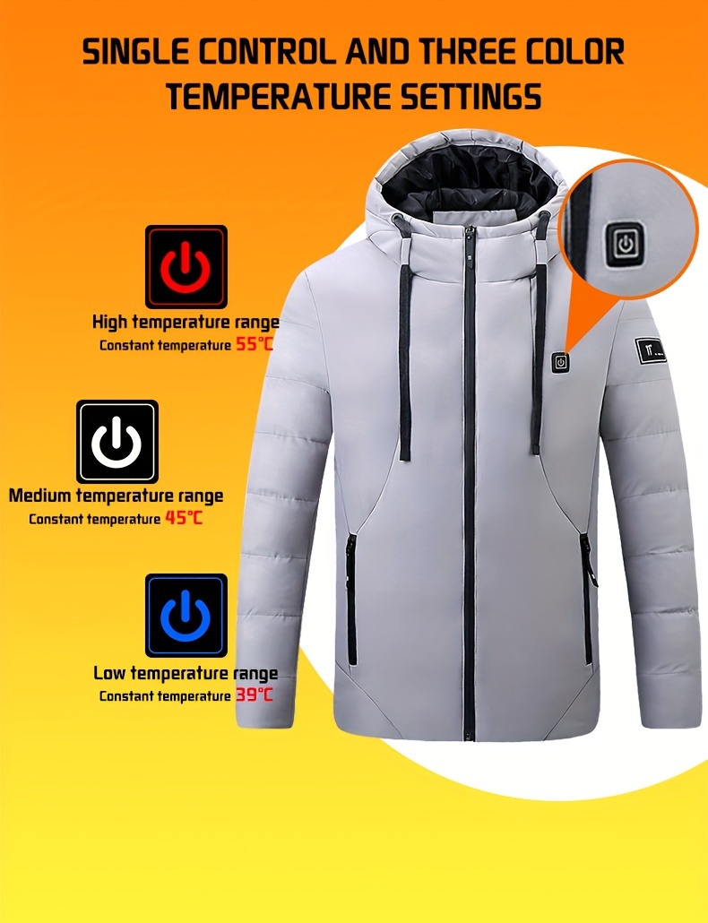 fever rechargeable heated hoodie vest for men women 3 heat levels 9 zones lightweight polyester jacket for outdoor activities battery not included   apparel hooded jacket polyester vest Product details 3