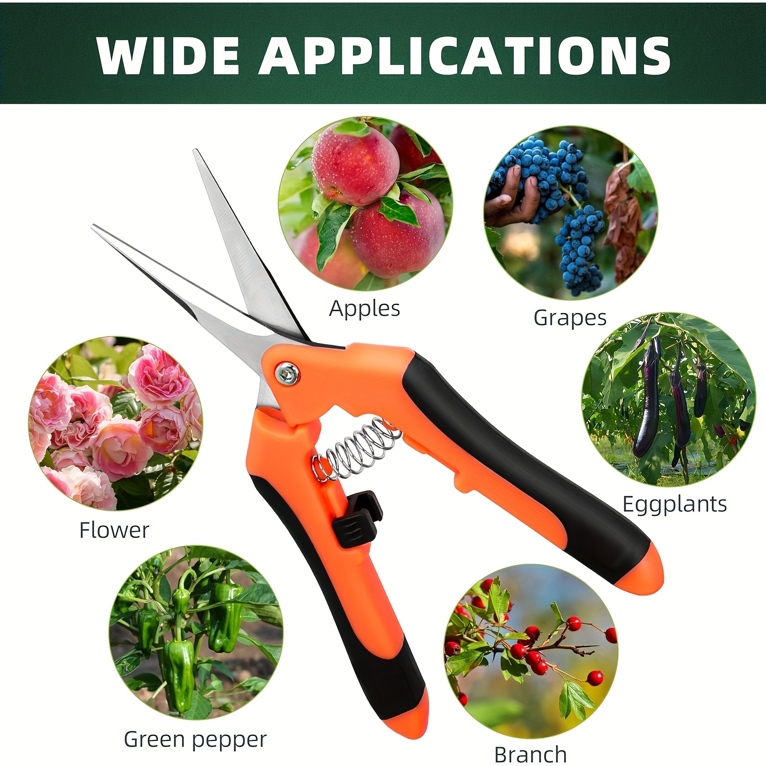 3-Piece Stainless Steel Garden Pruning Shears Set Ambidextrous Gardening Scissors for Plants and Flowers