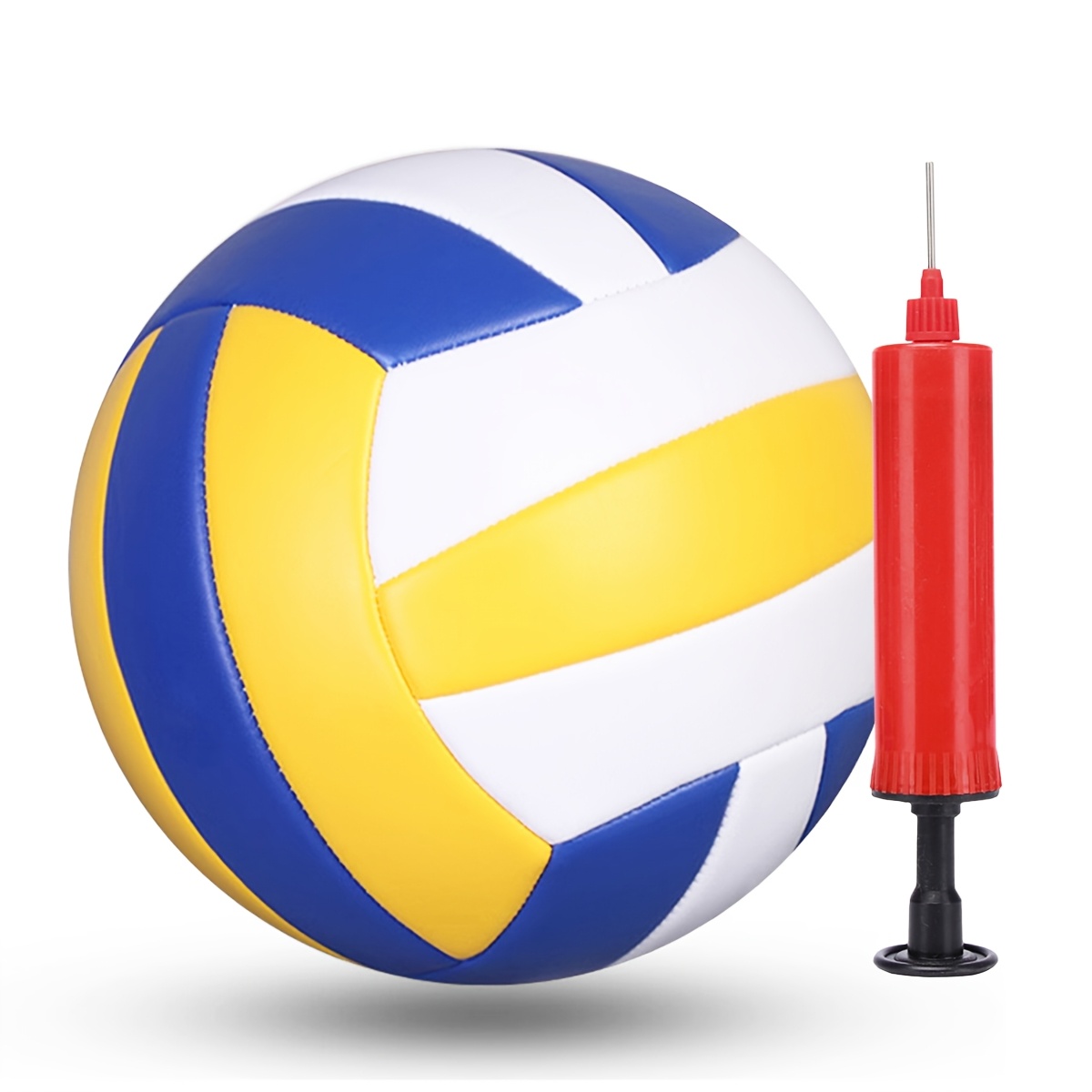 TEMU Ensemble de Volleyball Souple et Gonflable - Couleurs Jaune, Bleu et Blanc, Taille Standard 5, Idéal pour l'Entraînement Intérieur/Extérieur, le