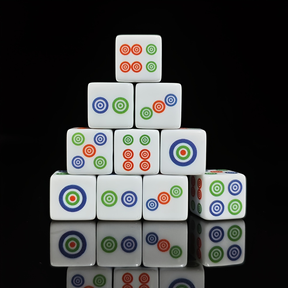 6pcs Set 16mm Acrylic D6 Dice with Colorful Target Circle Pattern