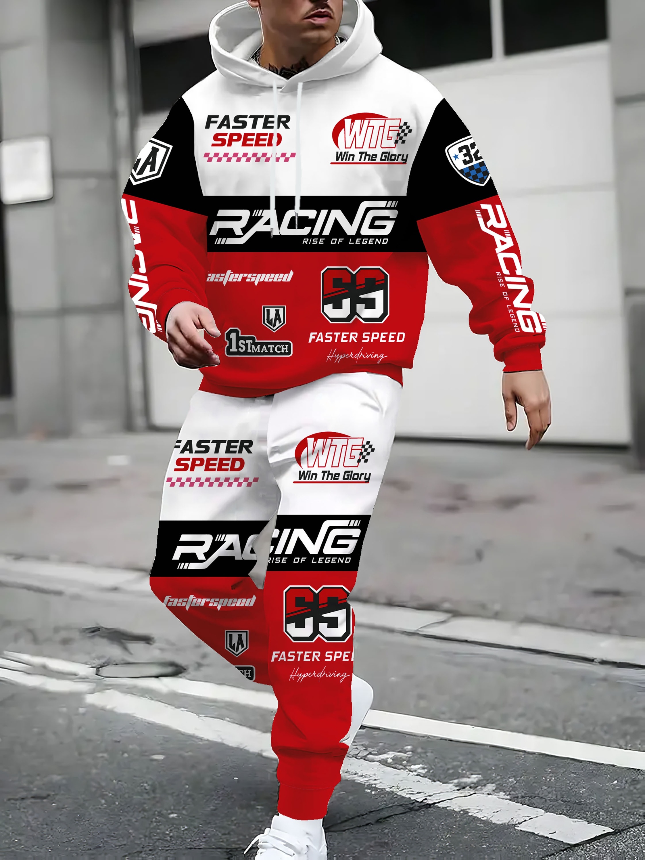 3D digitale print race hoodie set