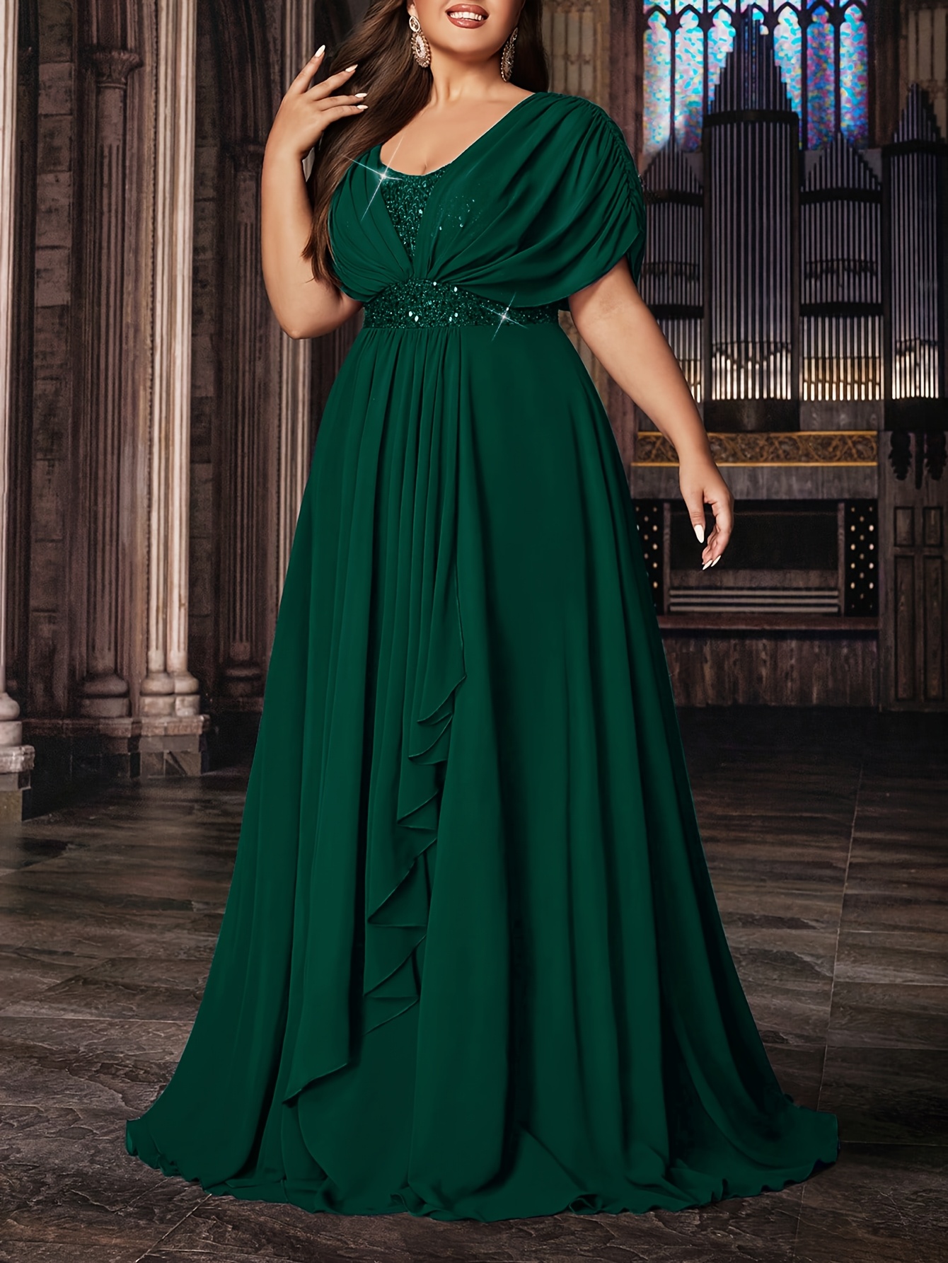 plus size plus size elegant evening maxi dress chiffon - Temu New Zealand