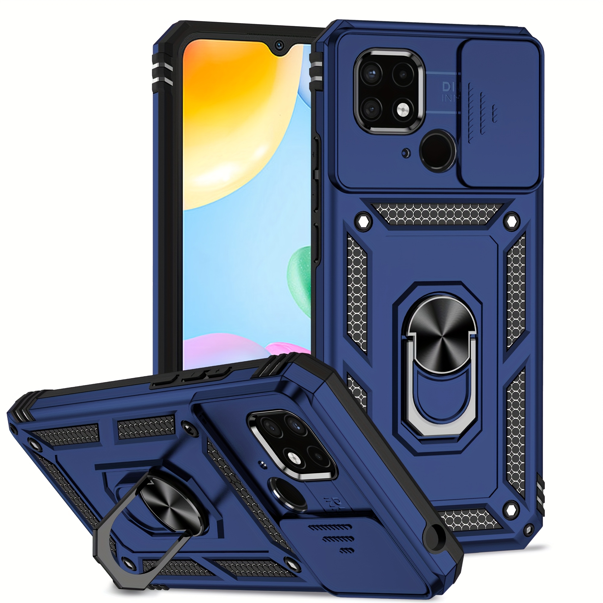 TEMU para Teléfono - Carcasa con Soporte Magnético Armor Shield para Redmi 10C, con Cubierta Deslizante para Cámara y Diseño Híbrido a Prueba de