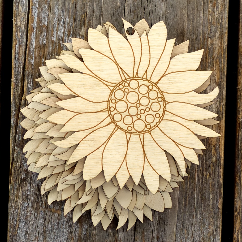 

10pcs Wooden Easter Sunflower - Painting Craft Kit For Creative Development, With Artistic And Diy Projects