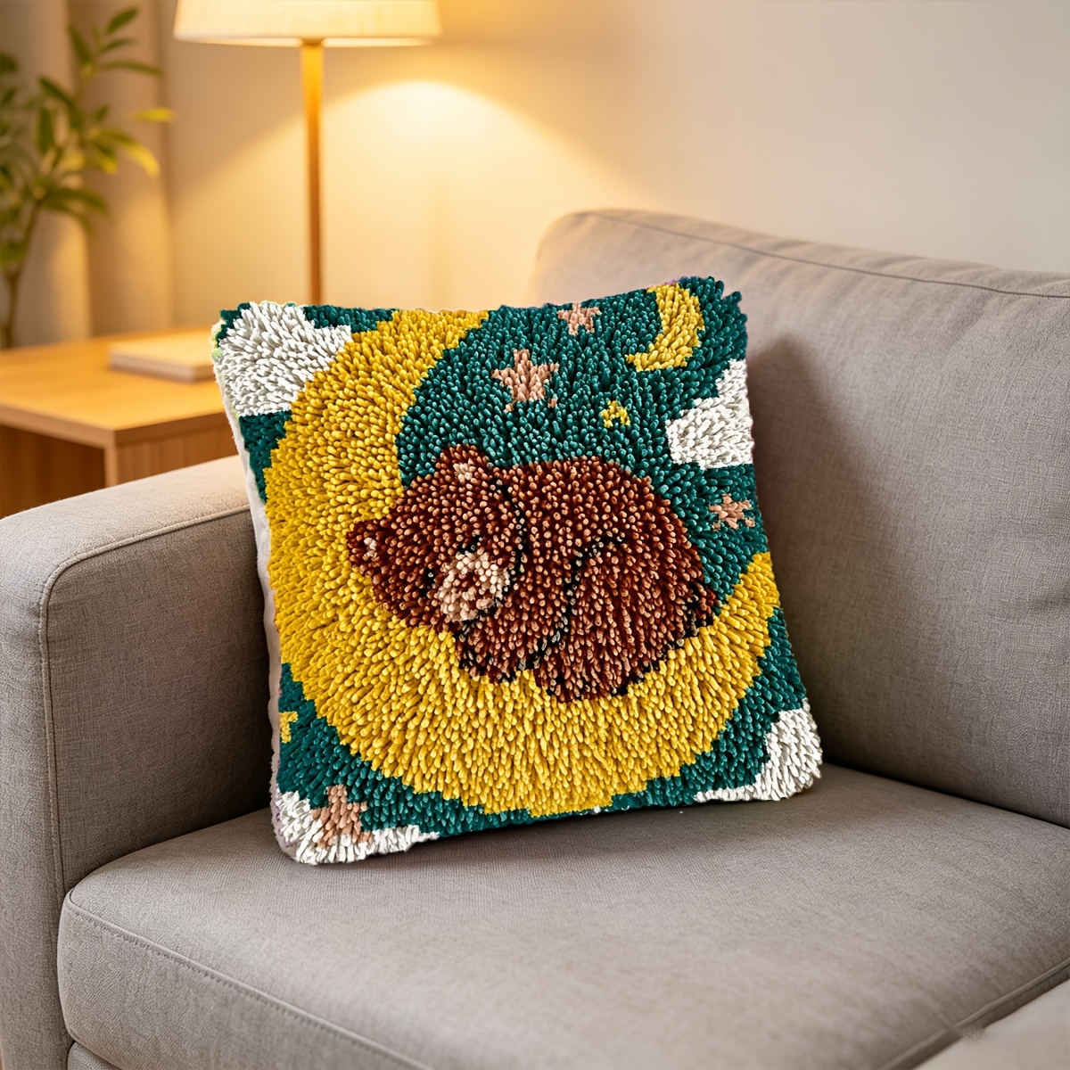 Crochet Hook Set Cute Bear Sleeping on The Moon