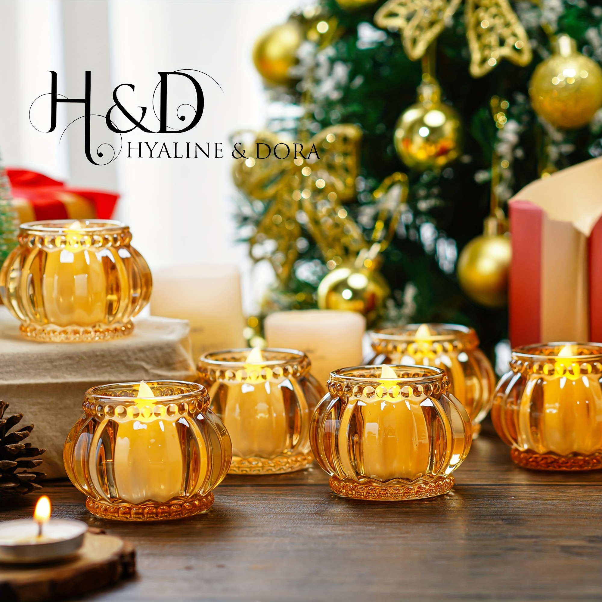 

H&d & Set Of 6 Glass Pumpkin Candle Holders Round Crystal Tealight Candle Holders For Thanksgiving Indoor Outdoor Table Decor Gifts (champagne)