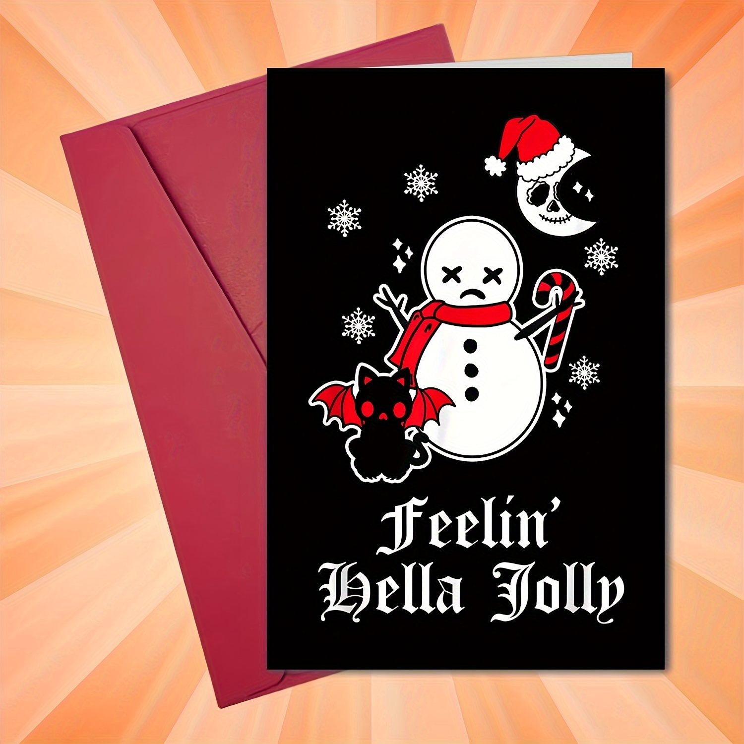 

Funny Gothic Christmas Greeting Card With Envelope - Family, Friends, Colleagues & Bosses - Humorous Holiday Wishes & New Year's Notes