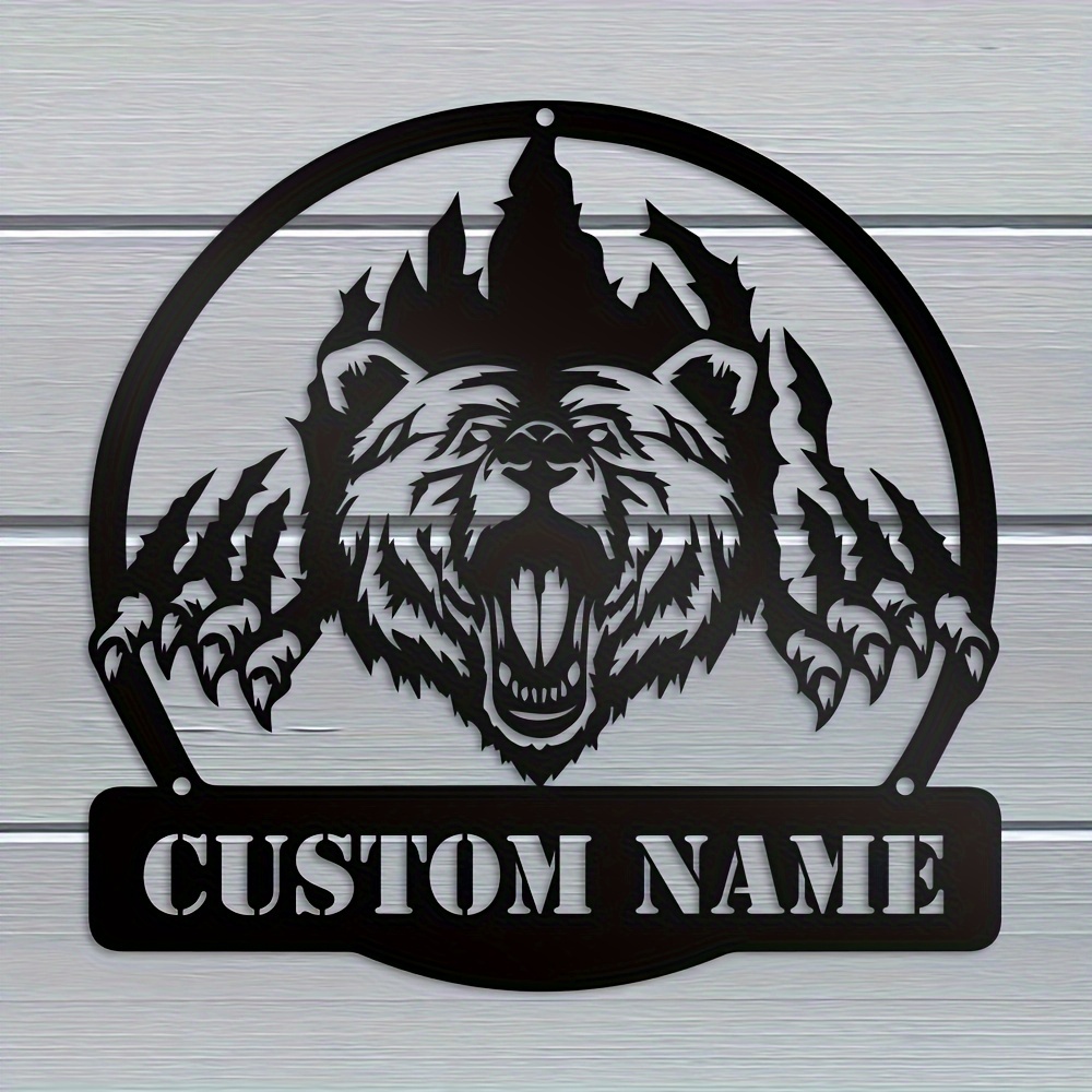 

1pc Custom Scratch Metal Wall Art, Personalized Bear Name Sign, Metal Custom Bear Wall Hanging, Room Decor, Home Decor