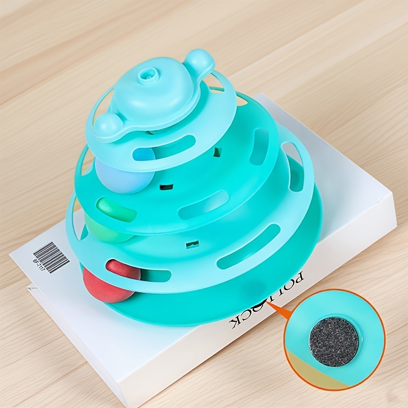 Artificial Feather Cat Carousel Toy - Rotating Rolling Ball Cat Toy, Interactive Teasing Toy for Cats, Cat Gift, Suitable for Indoor Cat Companion Toy, Self Entertainment And Fun Toy to Reduce Boredom, Random Balls in 3 Colors, Without Battery