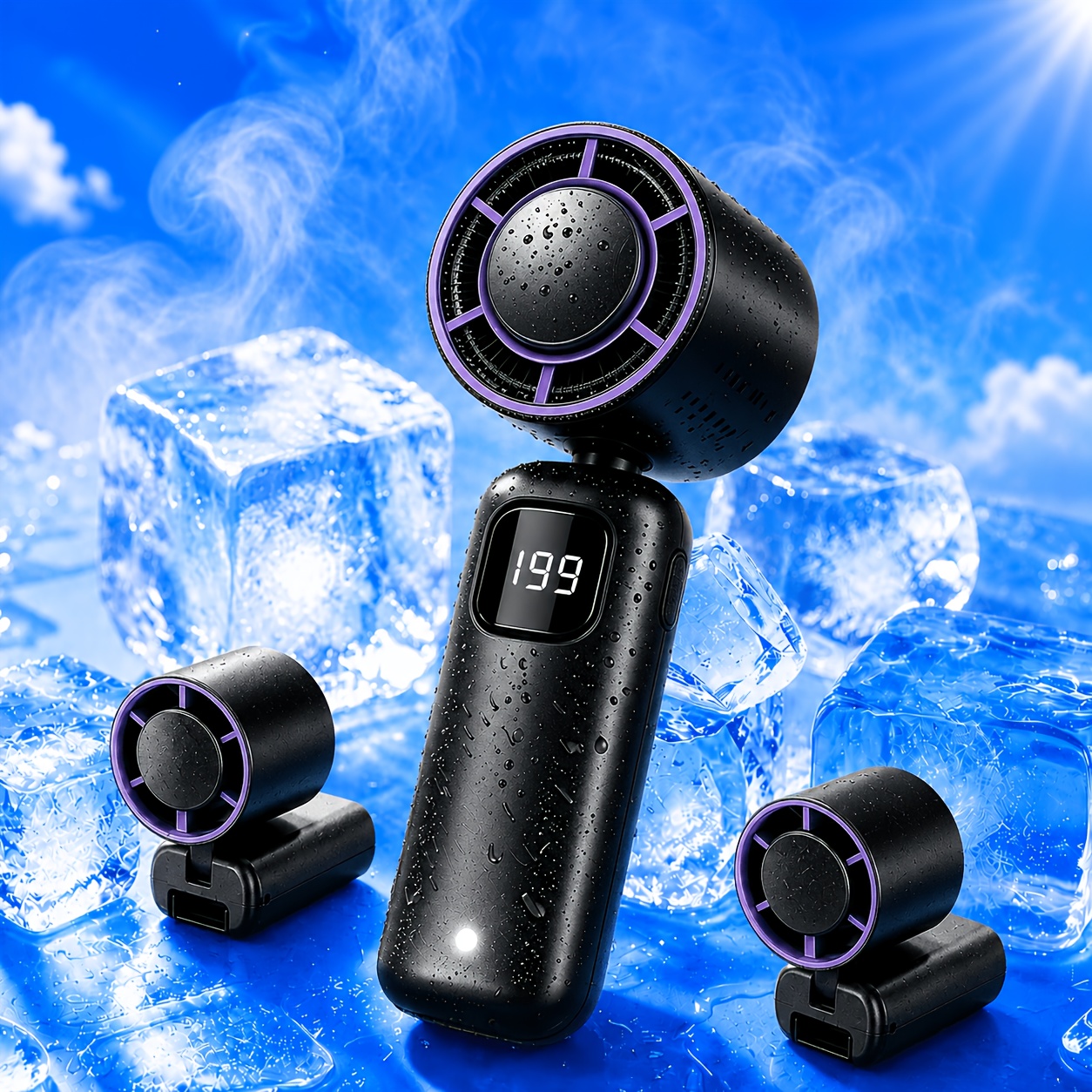 Image of Pocket Sized Wearable Fan, Mini Handheld Turbo Fan, Usb Rechargeable, Silent Motor, Digital Display, Personal Portable Fan For Travel, Beach, Concerts, Office, Indoor & Outdoor Summer Use