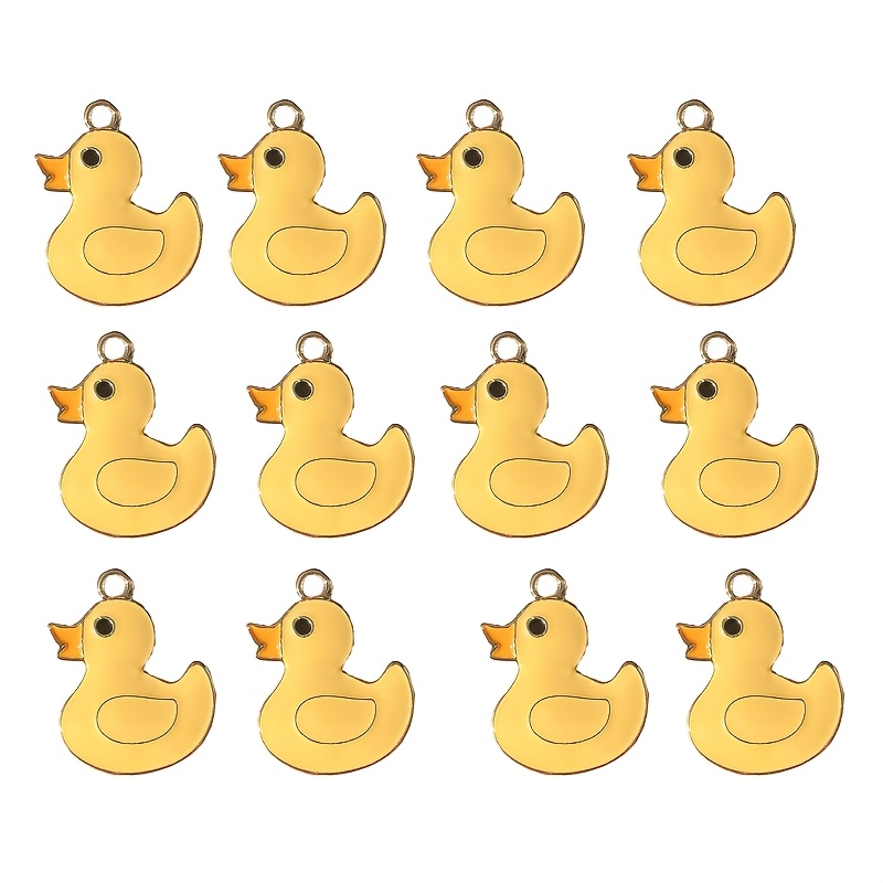 12pcs Original Enamel Small Yellow Duck Alloy Charms Cute Cartoon Animal Metal Pendant For Earring Necklace Jewelry Making