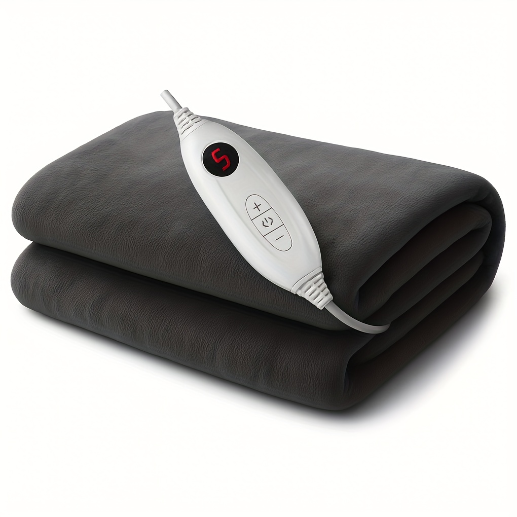 TEMU Electric Throw, 160x130cm, Sherpa Fleece, Flannel, 5 Heat Settings, Fast Heating, Auto Shut Off, Protection, Machine Washable, Soft, Warm