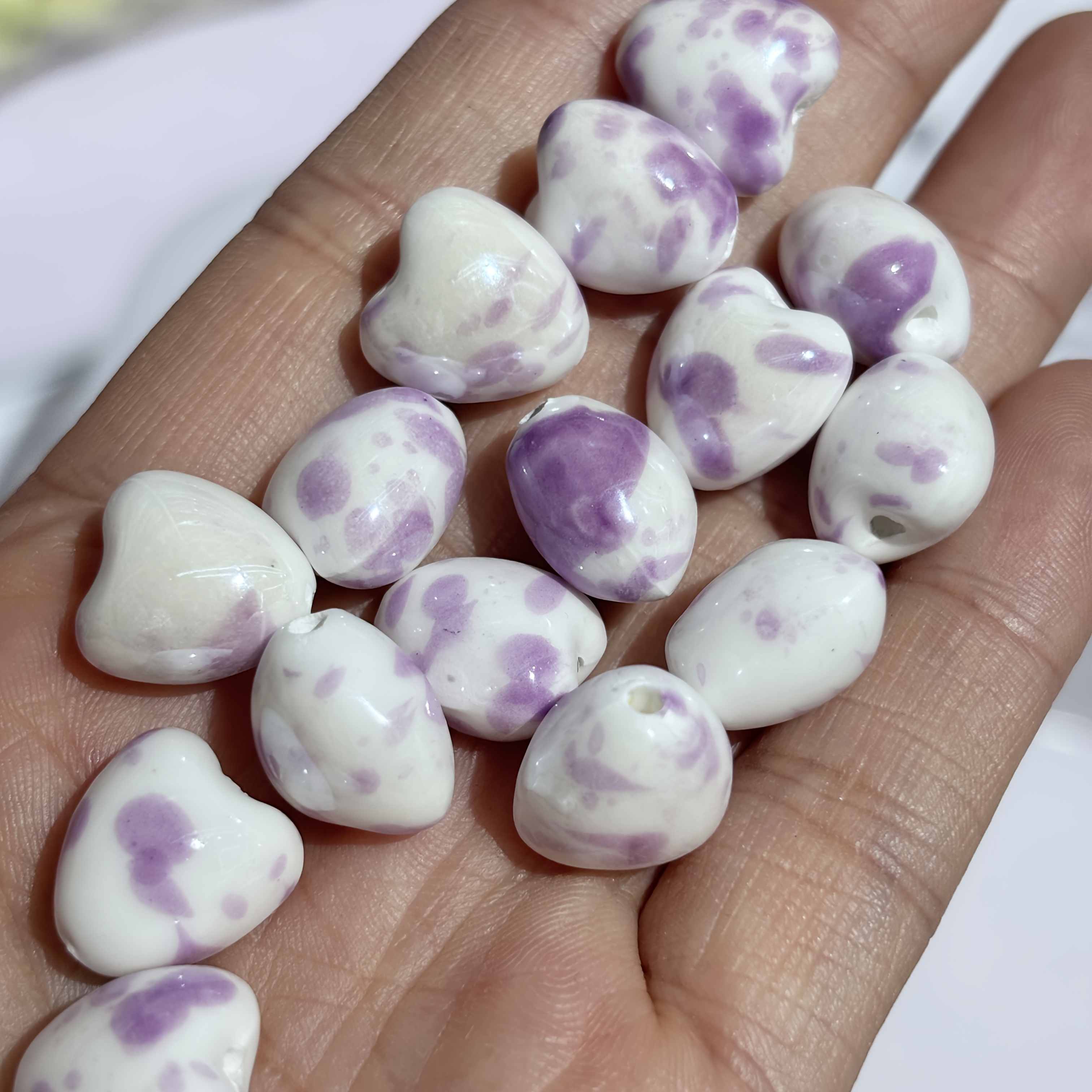 50pcs Set of 12mm Peach Shaped Ceramic Beads for DIY Jewelry Making
