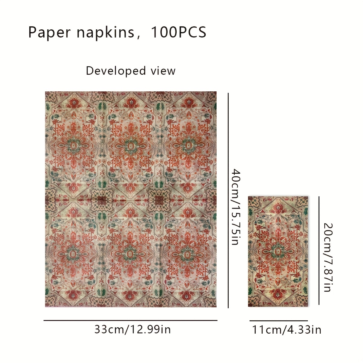 Image of Ethnic Vintage Persian Napkins Suitable For Living Room, Bedroom, And Kitchen, Featuring Absorbent Moroccan And Bohemian Style Tableware Decorations For Halloween、christmas