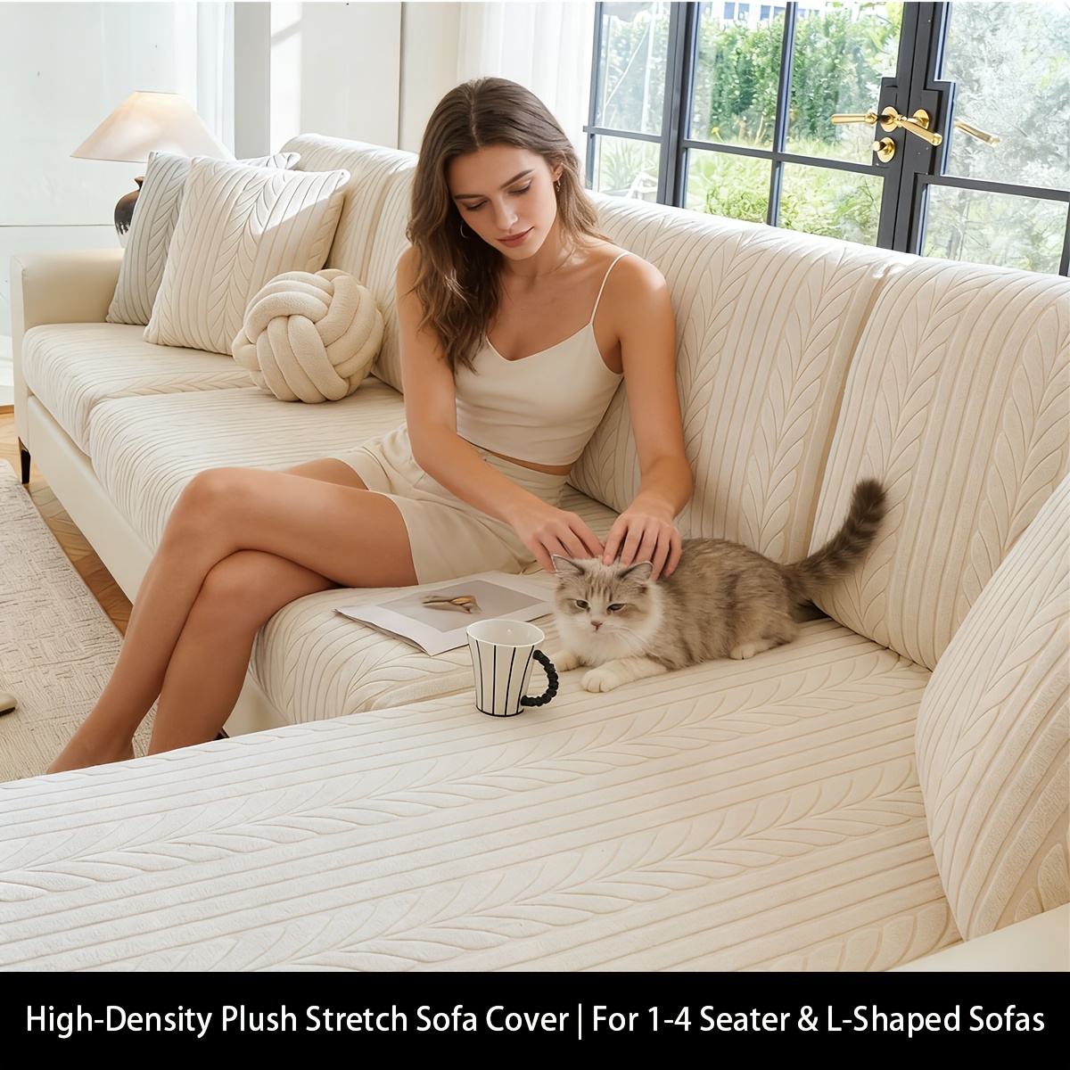 1pc   jacquard sofa protective cover thickened elastic machine washable with wheat ear pattern simple and high end semi wrapped sofa hat living room bedroom office sofa decoration polyester 95 spandex 5