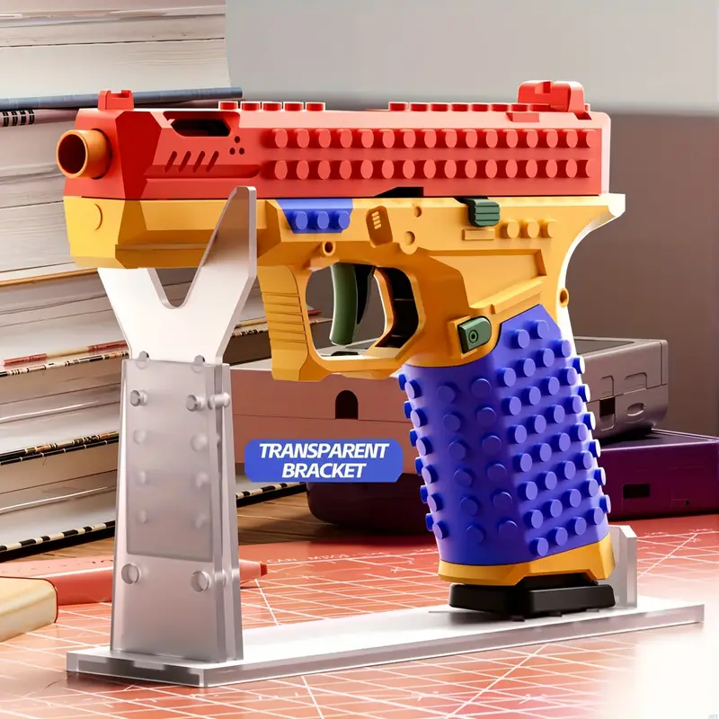 automatic ejection building blocks gun with bullet casings stem construction set with realistic bullet launcher mechanism safe non building blocks for teens adults parent child assembly kit 2025 christmas birthday gift for boys girls red yellow blue educational toy for motor skills development Product details 4