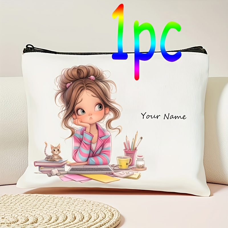 TEMU [Personalizado] 1 ud. Neceser con diseño de niña y - Diseño de lindo, suaves y estilo elegante - Interior compacto y espacioso - Regalo para