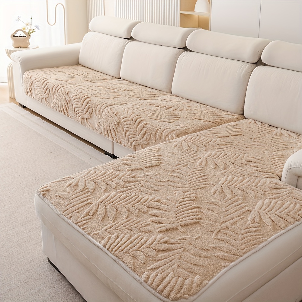 TEMU 2pcs Fashionable Plush Anti-slip Sofa Cushion Set - Leaf , Universal, Bohemian Style, Cat And , Suitable For Bedroom And Living Room Home Decor,