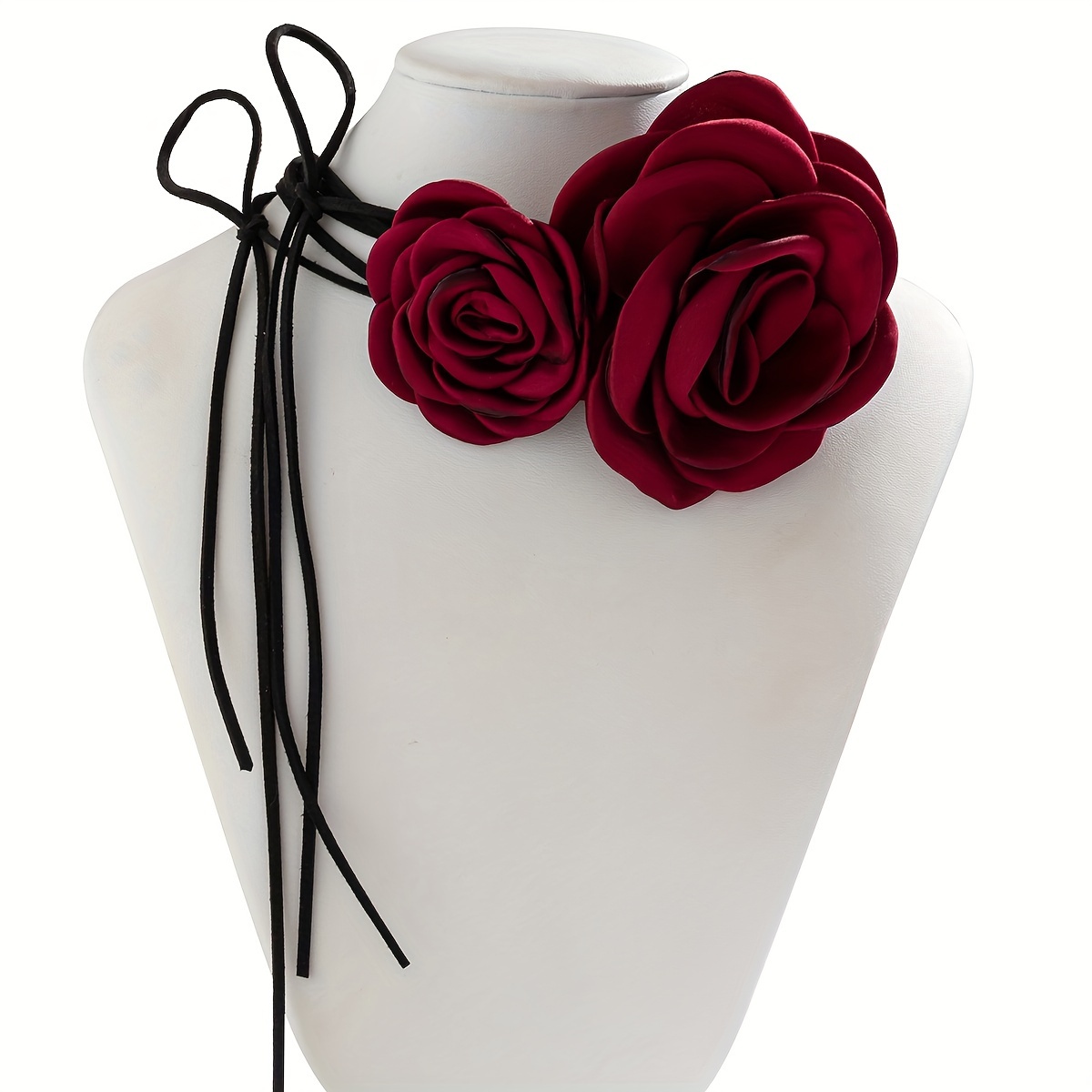 Image of 2pcs Tied Choker French Jewelry Solid Color Black White Wine Red Match Daily Outfits Party Additions Perfect Gift For Her