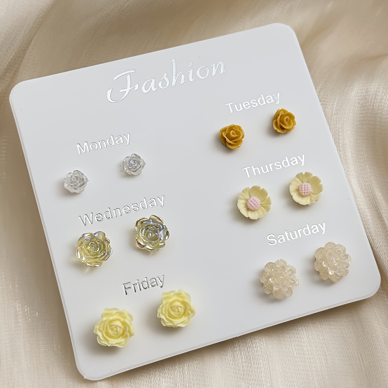 6 Pairs Multi-Flower Style Small Exquisite Earrings Set