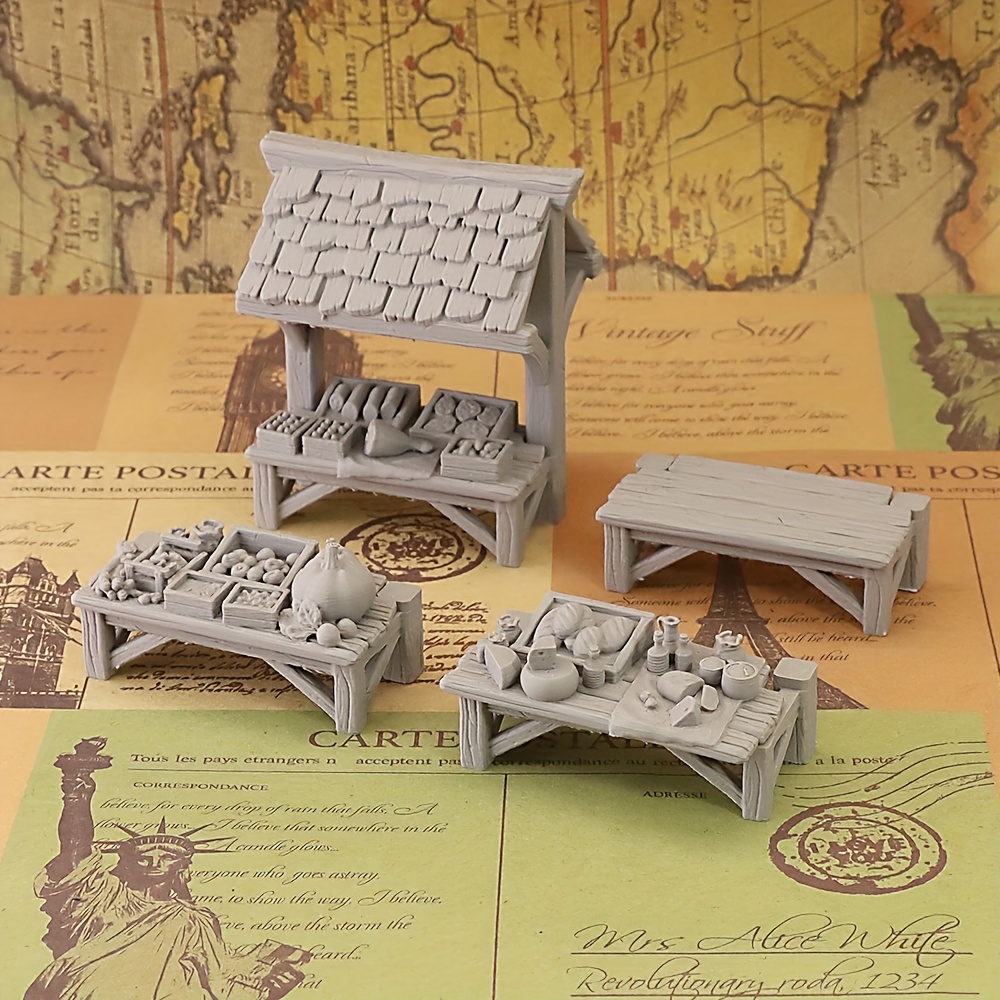 Image of 28-32mm Scale Terrain Set For Market Stall Rpg Dnd, Your Tabletop Gaming Experience With This Intricately Designed Miniature Diorama Kit, Ideal For Collectors, Gaming Additions