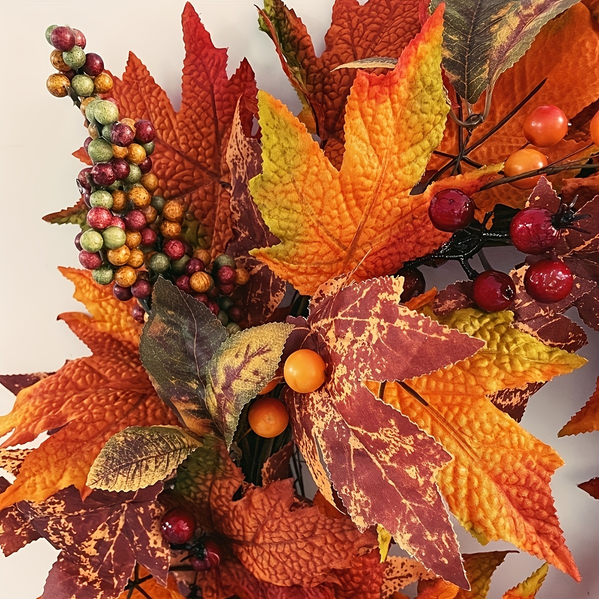 55cm   wreath with orange red artificial   berries plastic thanksgiving halloween fall decor classic wall hanging for front door home party decoration fall decorations for home festive wreath design durable decor