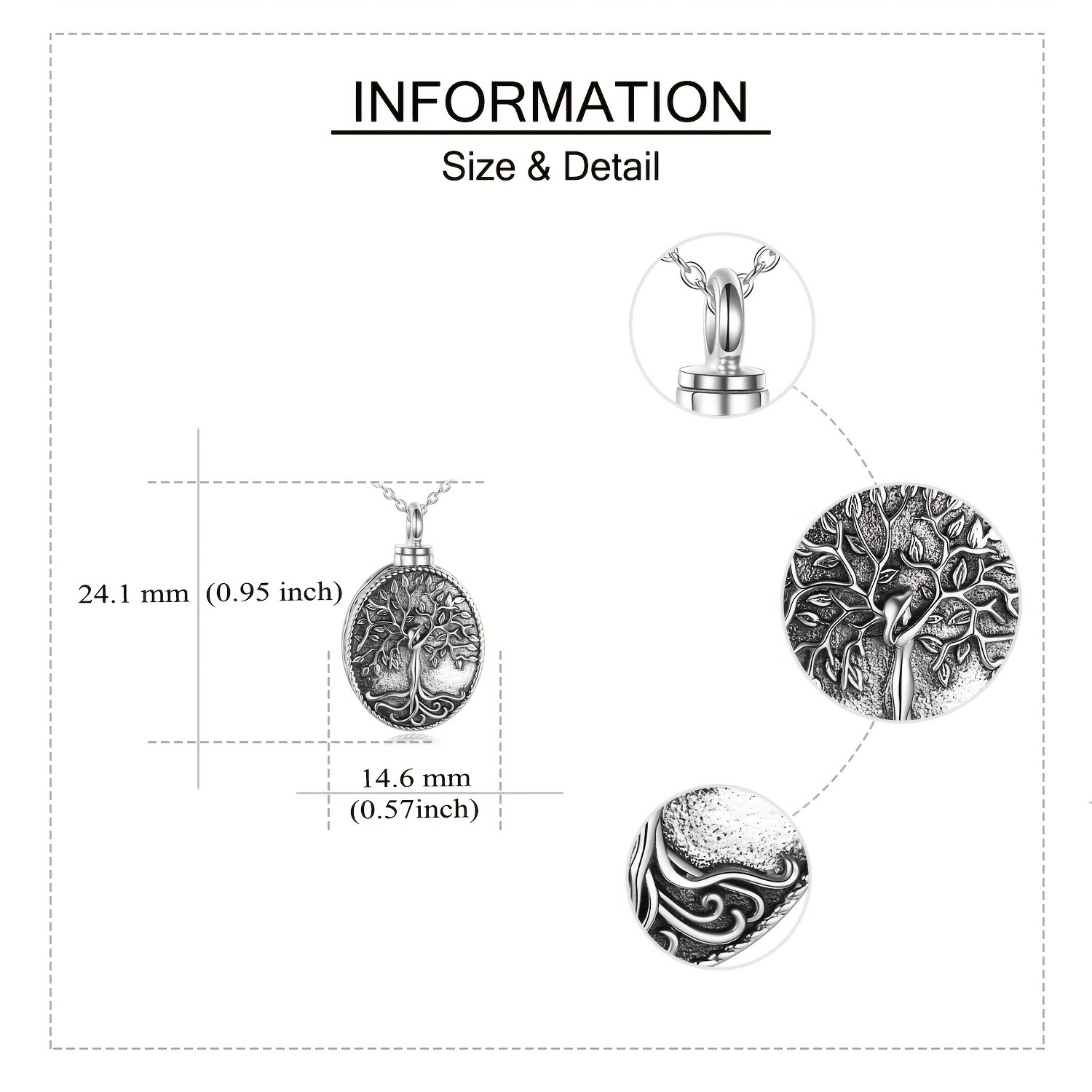 Urn Necklaces for Ashes, Sterling Silver Tree of Life Pendant