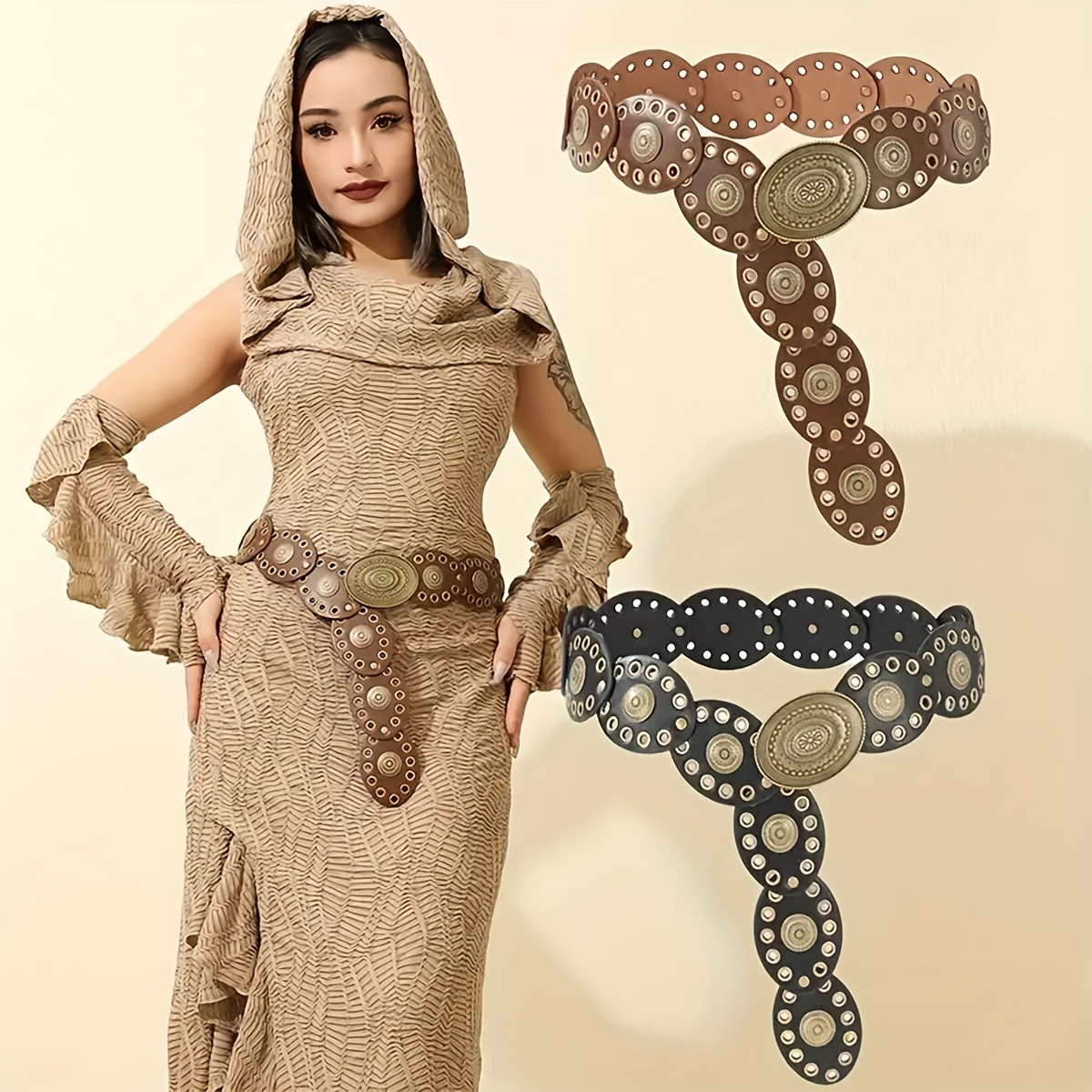 western vintage belt decorative disc accessory american y2k - Temu