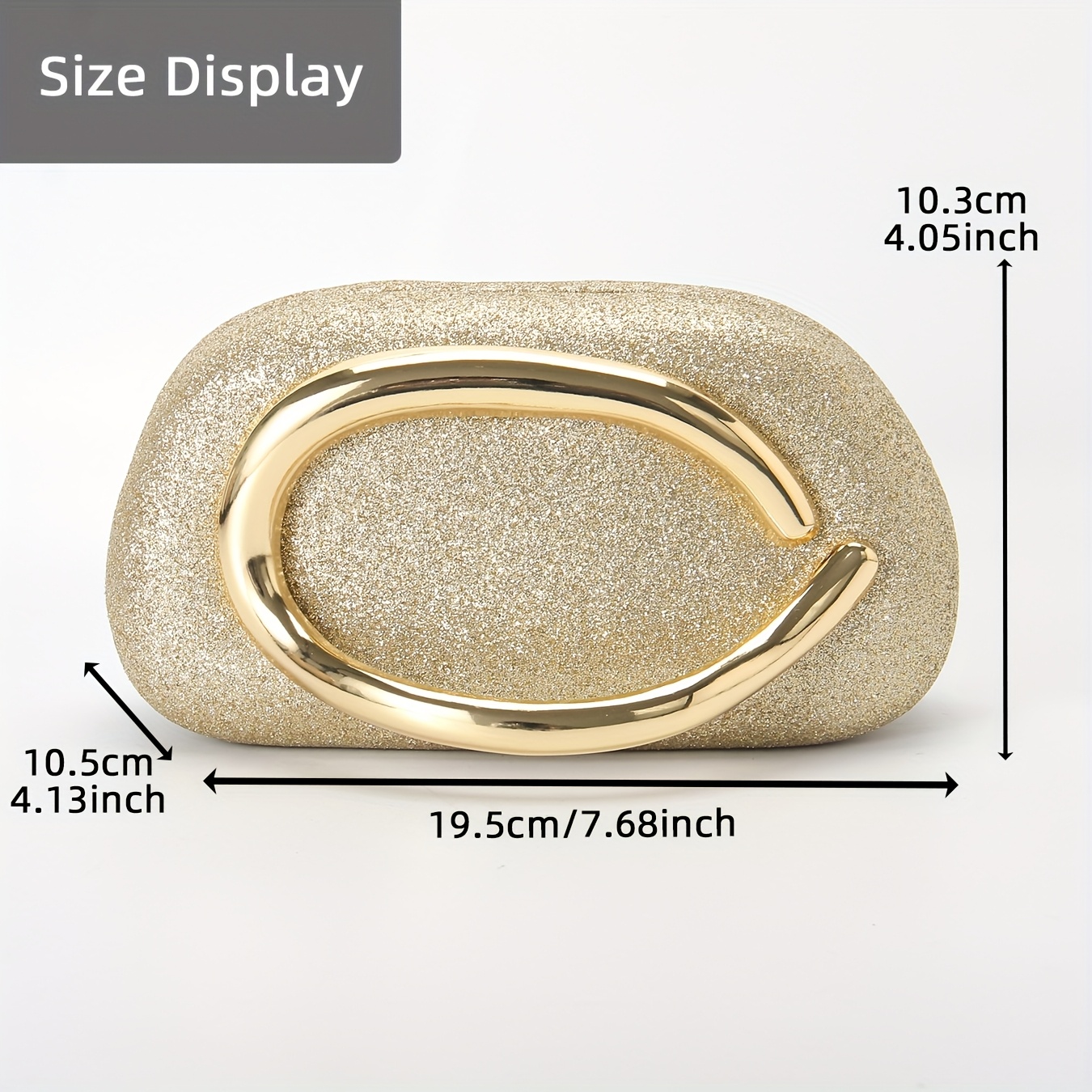 Glittery Clutch - PIDE Women's Glitter Evening Clutch Purse, Elegant Round Box Design with Vintage Metal Handle, Detachable Shoulder Strap, Magnetic Closure, Polyester Lining, Perfect for Weddings, Parties, and Formal Events, Wedding Accessory | Ma
