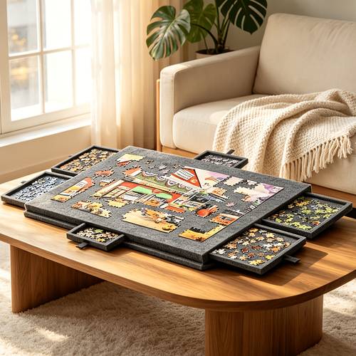 item picture portable 6 drawer felt puzzle board compact foldable design for sorting ideal for 100 1000pcs puzzles