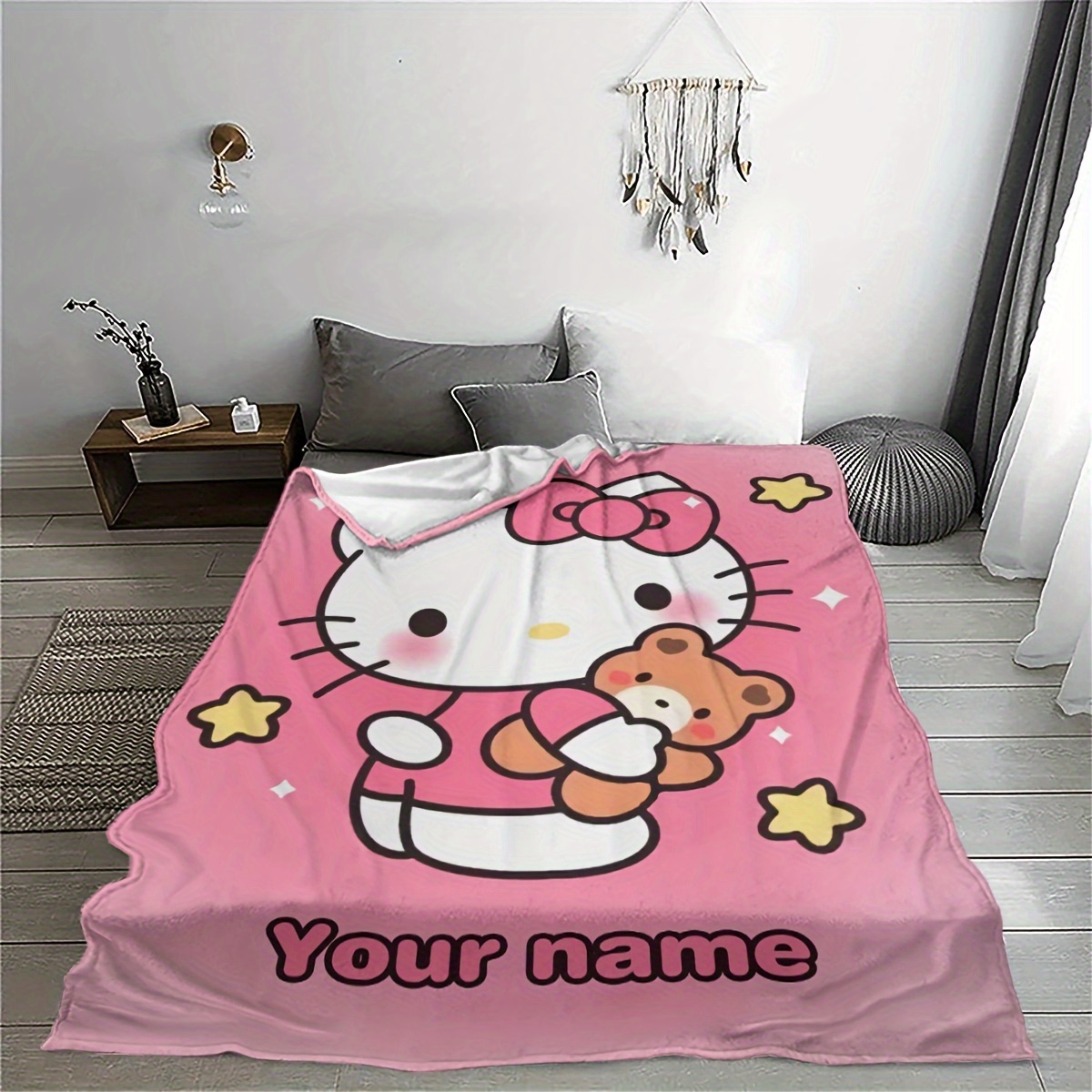 cute cartoon   text customized blanket warm and comfortable flannel blanket decorative blanket for room decoration gift blanket suitable for   details 3