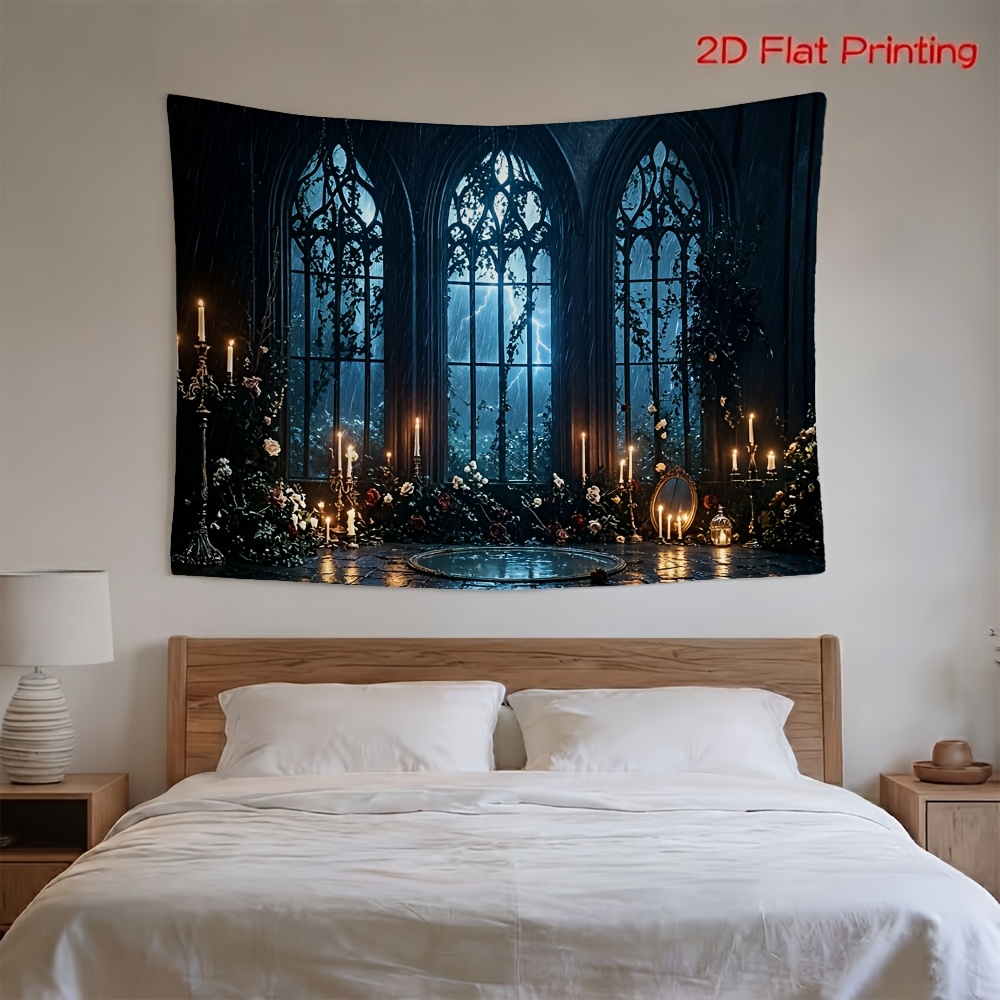 Gothic Cathedral Stormy Night Photography Backdrop