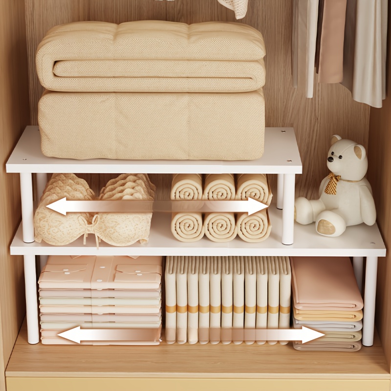 Verstellbare Schrankregale & Kleiderschrank-Organizer-Gestell, erweiterbarer *-Organizer, weißer platzsparender Schrankteiler für Schrank, Kleiderschrank, Schrank, strapazierfähige multifunktionale