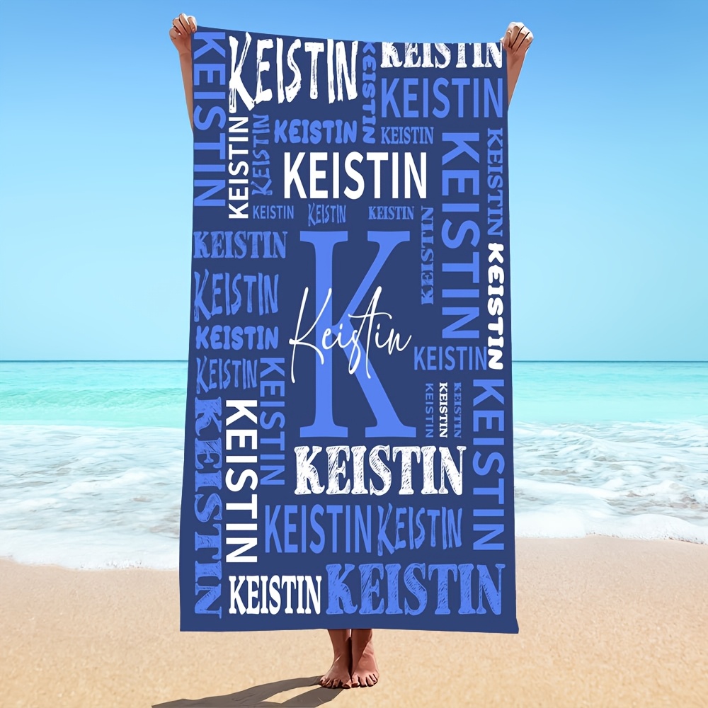 E-shop Personalisiertes Strandtuch mit Namen – Super saugfähig, schnelltrocknendes Polyester, ideal zum Schwimmen, Campen & Reisen – Moderner Stil,