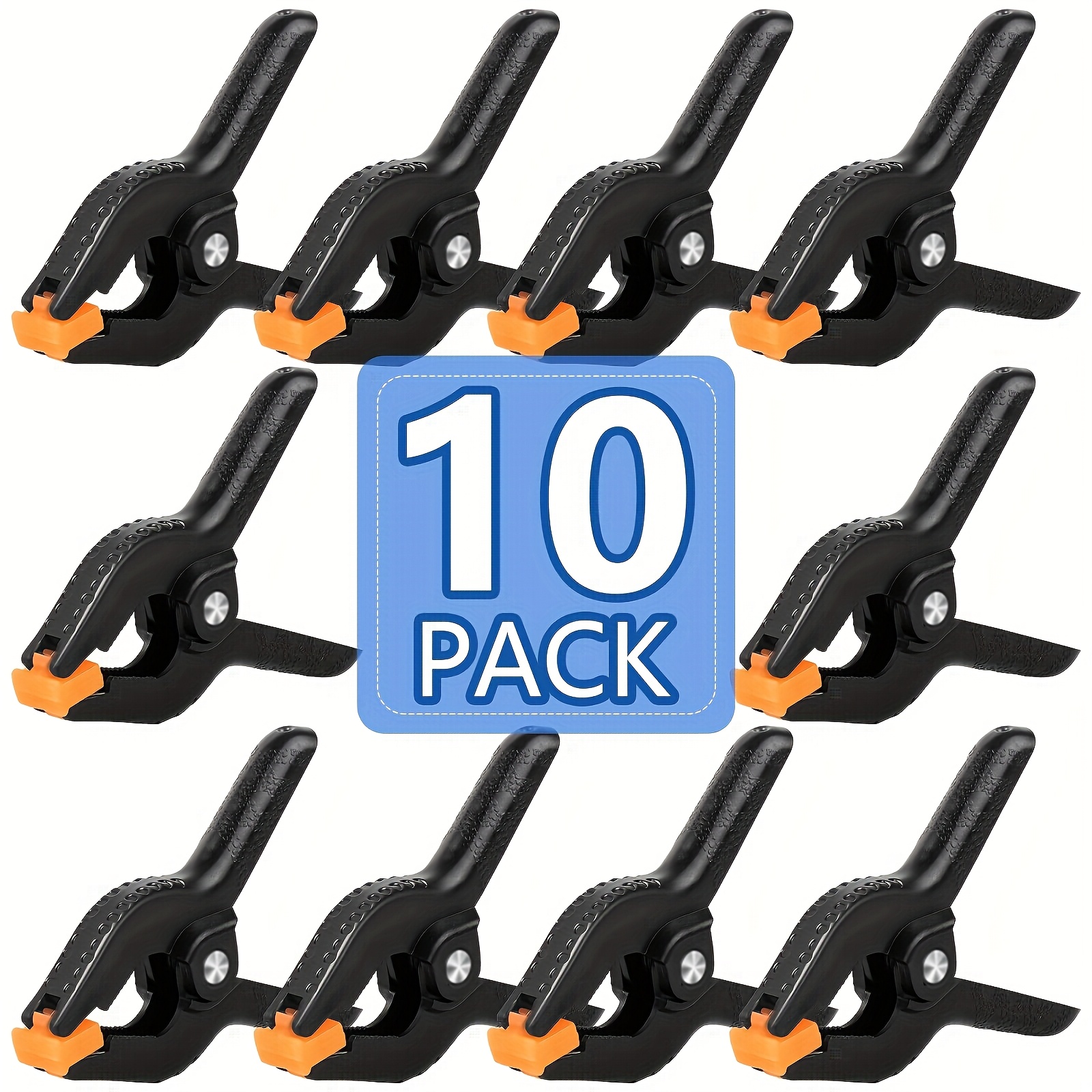 Image of 10 Pack 6 Inch Plastic Spring Clamps, Black Heavy Duty Clips, Backdrop Clips, Plastic Clamps For Crafts, Backdrop Stand, Woodworking, Photography-airaj