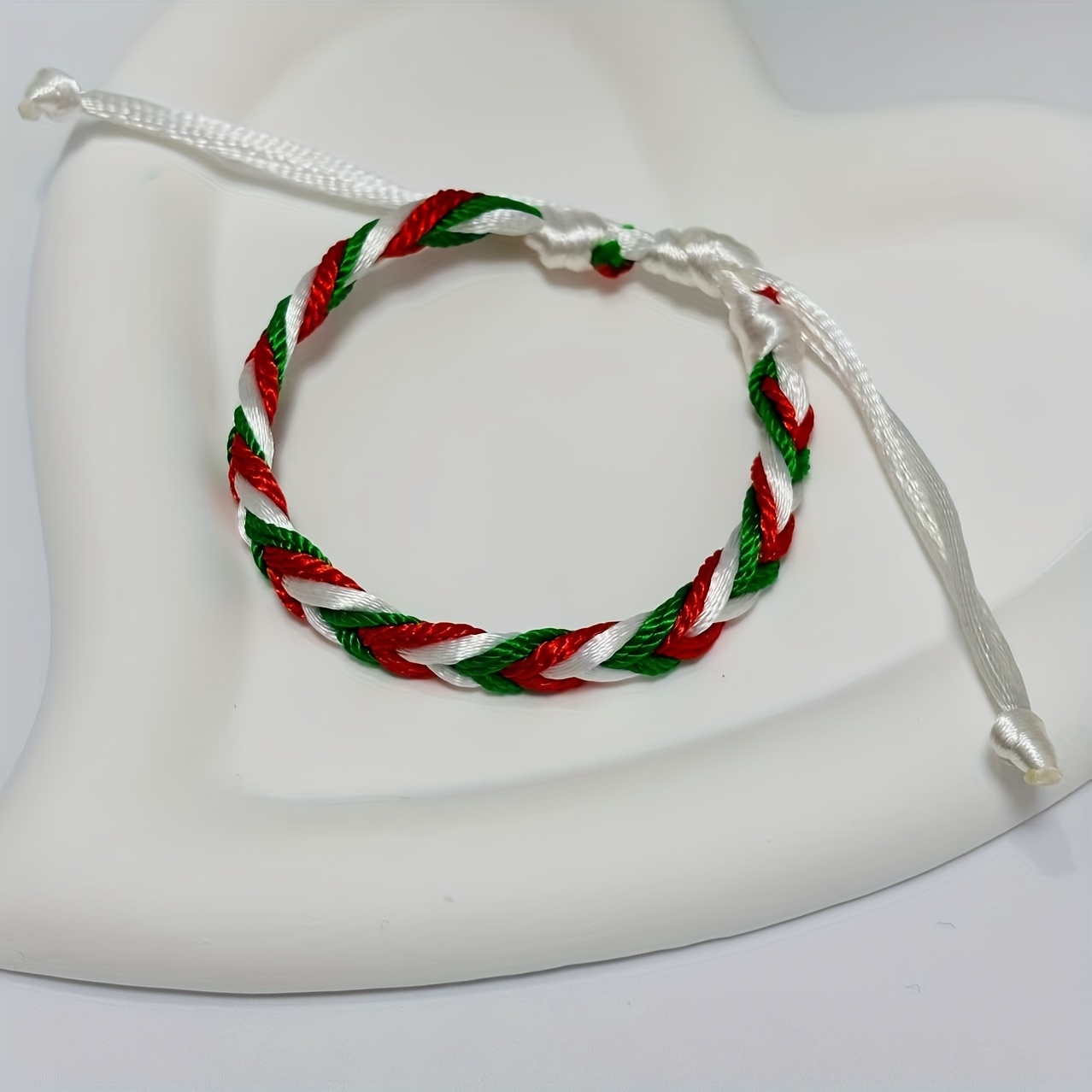 Braided Rope Bracelet Middle Eastern Flag Scheme Red Green Gray