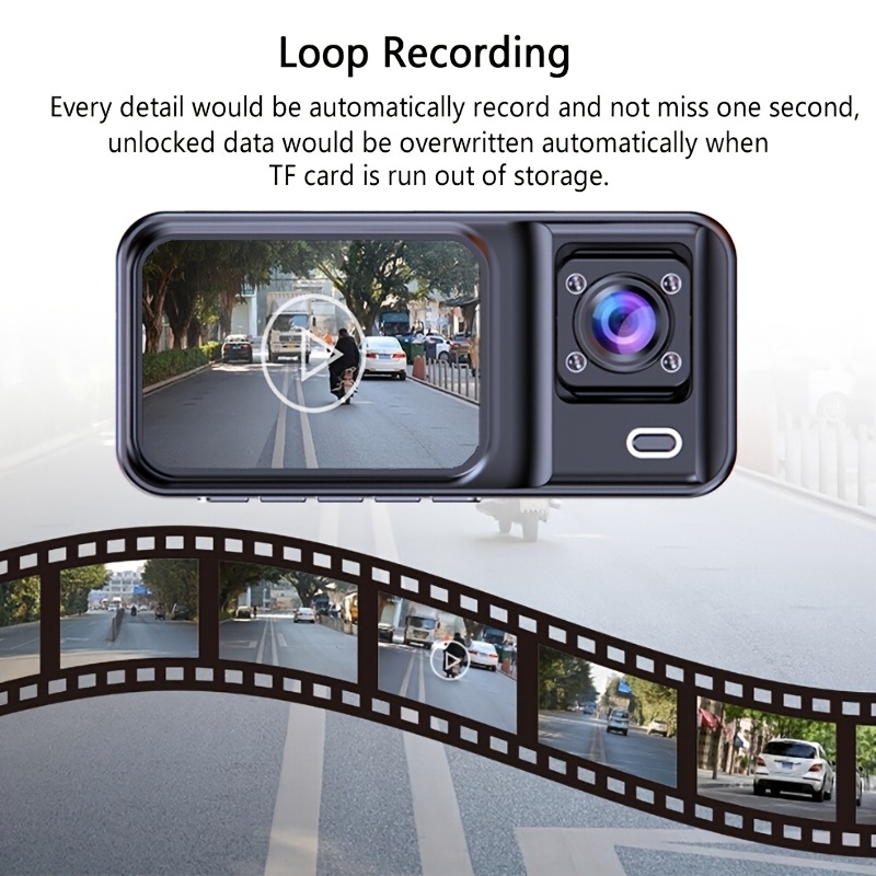 Dual-Lens 1080P Car Dashcam with Night Vision & G-Sensor