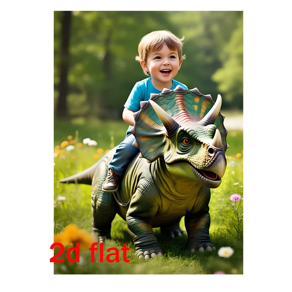 TEMU 2d Flat, Custom Dinosaur Boy Poster - Modern Vertical Dino Riding Trike Art Print Suitable For ' Bedroom,, - Ized ' Room Decor With Name,