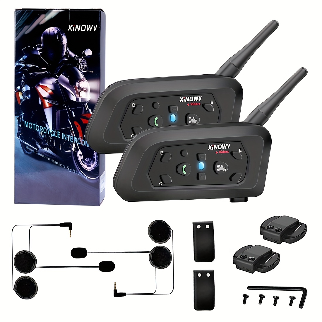 XINOWY V6 Motoristični 1/2 kosa 3.5Mm Brezžične Slušalke za Čelado za 6 Vozačev 1200M 850Mah DPS Zmanjševanje Hrupa Prostoročni Stereo Glasba