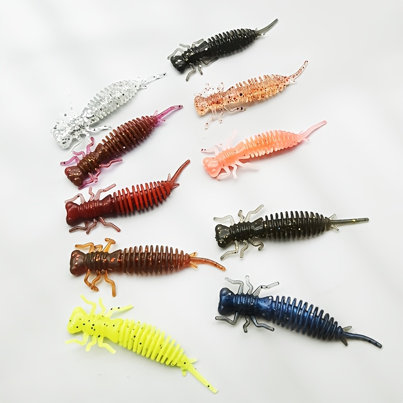 

20pcs Vibrant Fishing Lures, 5.5cm/1.2g Artificial With Realistic Segmented Design - Colors (black, Brown, Orange, Pink, Blue, Yellow) For Effective Fishing, Fishing